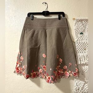 Elegant Floral Embroidered A-Line Skirt
